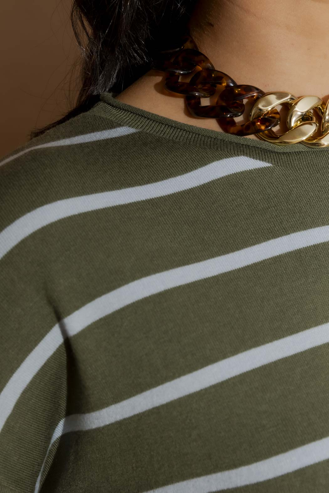 Khaki/Blue Fine Stripe Knit Khaki/Blue S