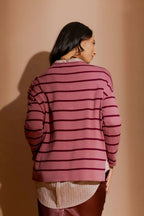 Pink/Burgundy Fine Stripe Knit Pink/Burgundy S