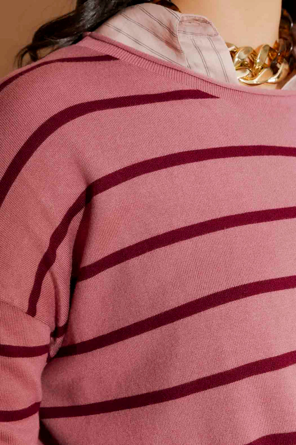 Pink/Burgundy Fine Stripe Knit Pink/Burgundy S