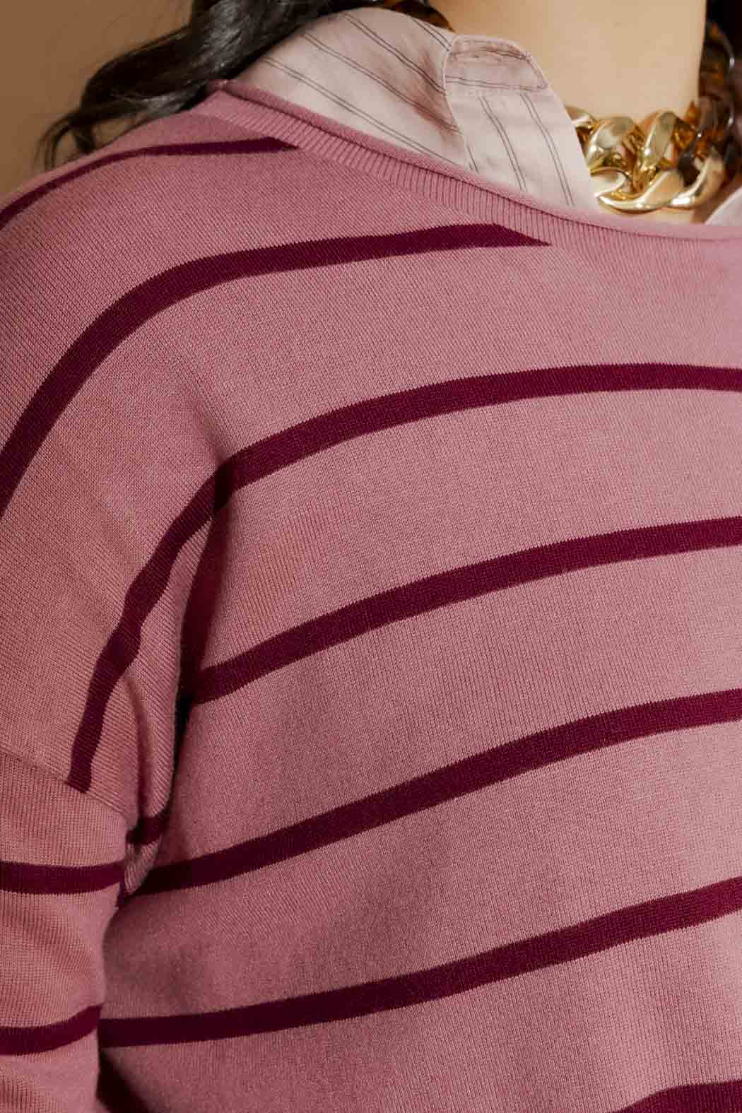 Pink/Burgundy Fine Stripe Knit Pink/Burgundy S