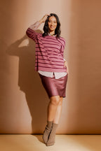 Pink/Burgundy Fine Stripe Knit Pink/Burgundy S