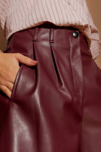 Burgundy Pu Cleo Short