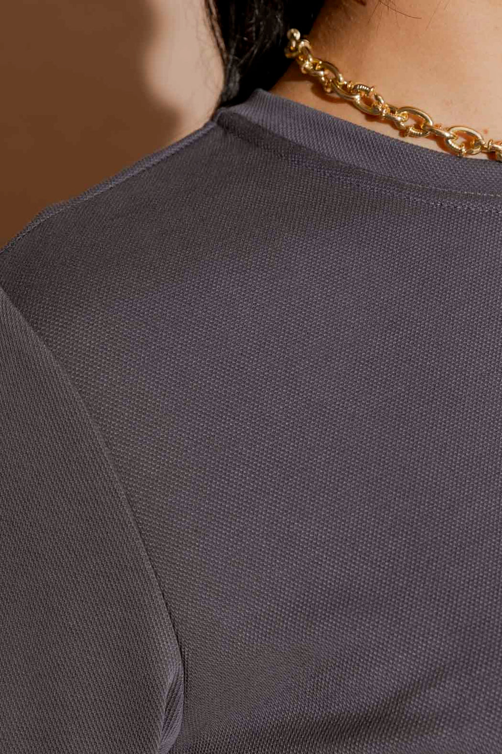 Grey Lux Crew Neck Top
