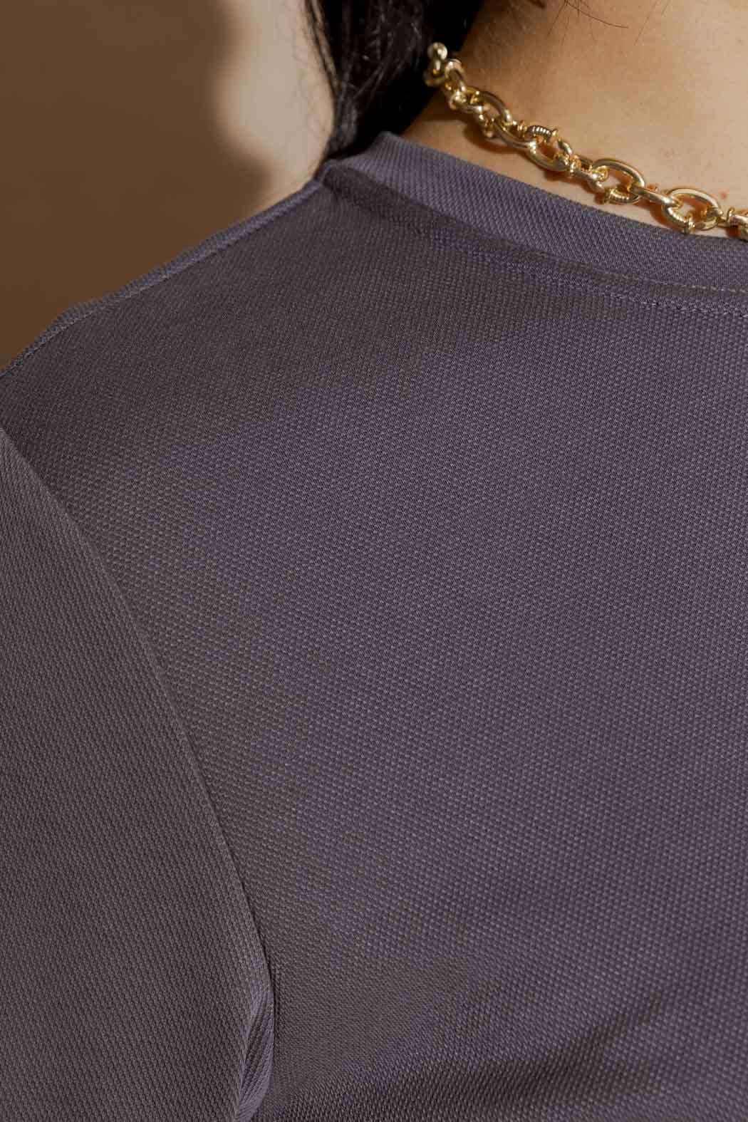 Grey Lux Crew Neck Top