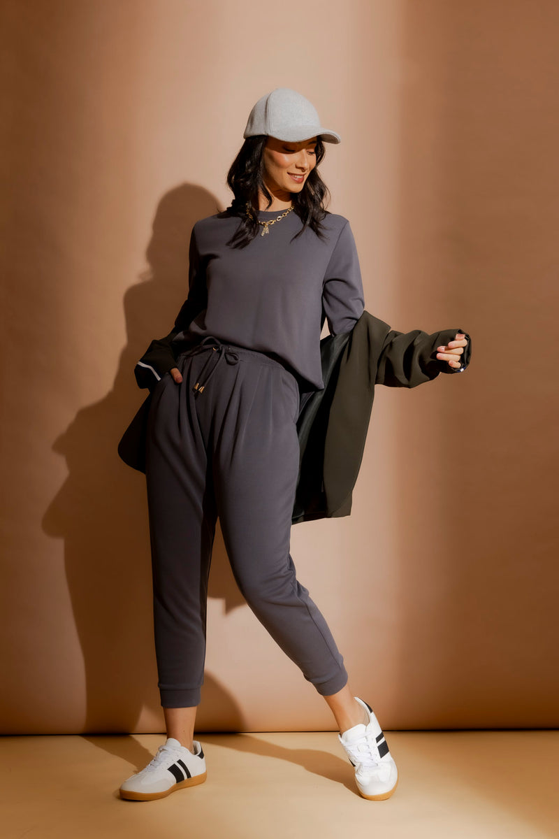 Grey Lux Slouch Pant