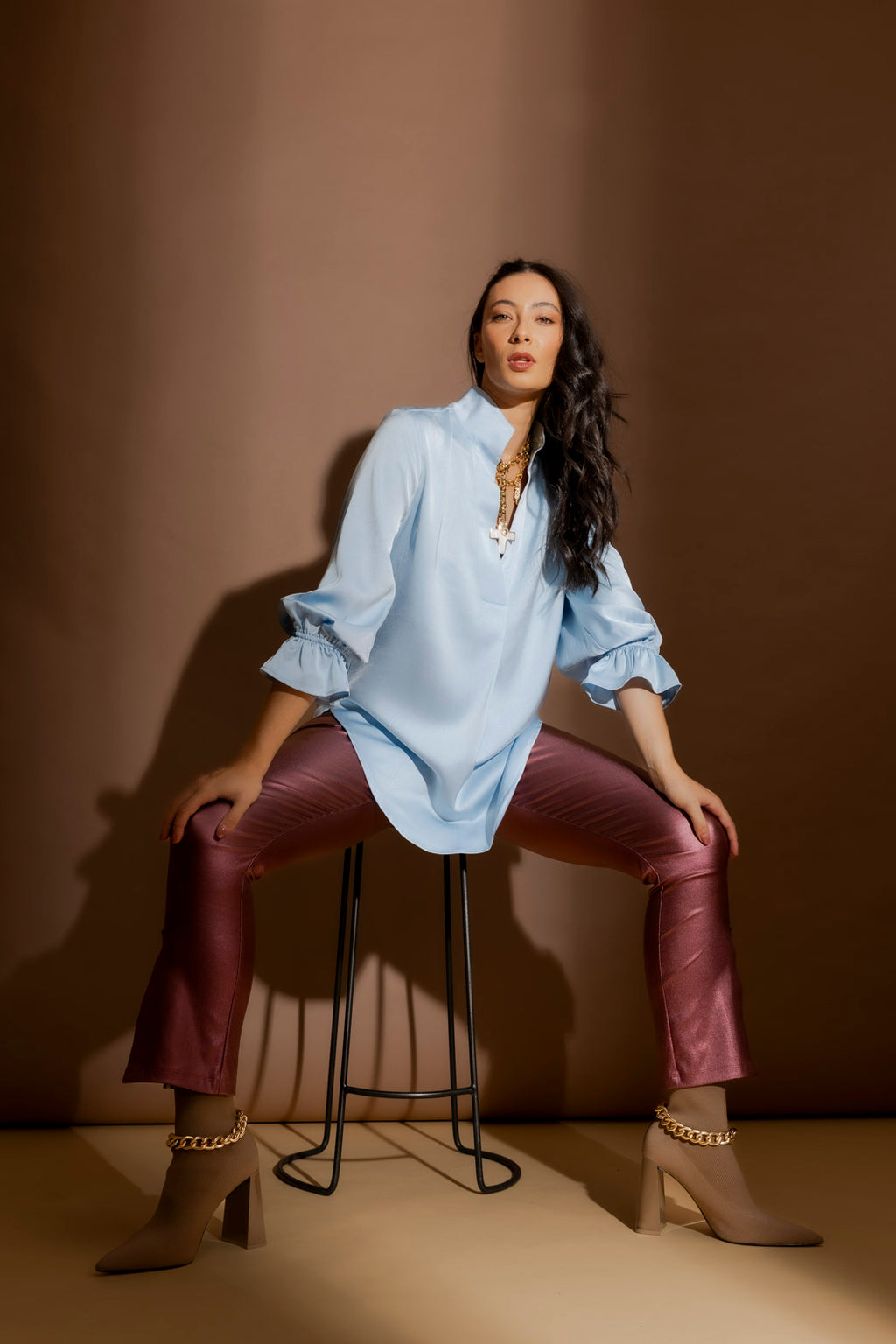 Pale Blue Femme Blogger Shirt Pale Blue