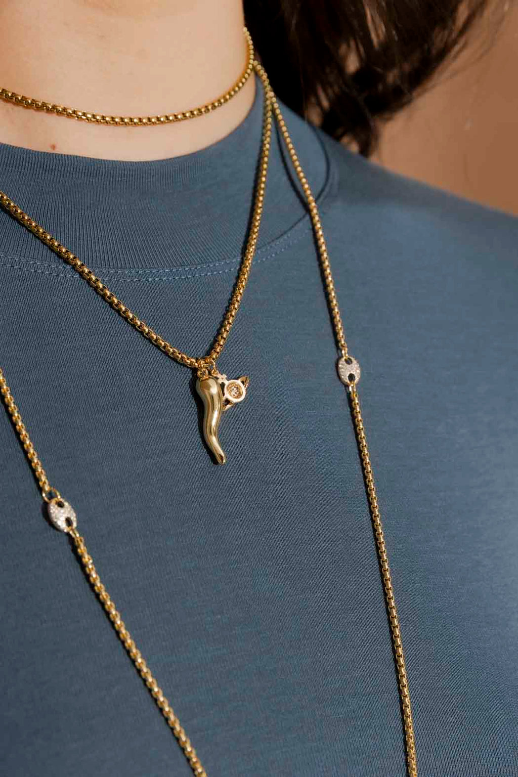 Gold Venetian Horn Necklace