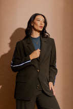Khaki Stripe Boyfriend Blazer