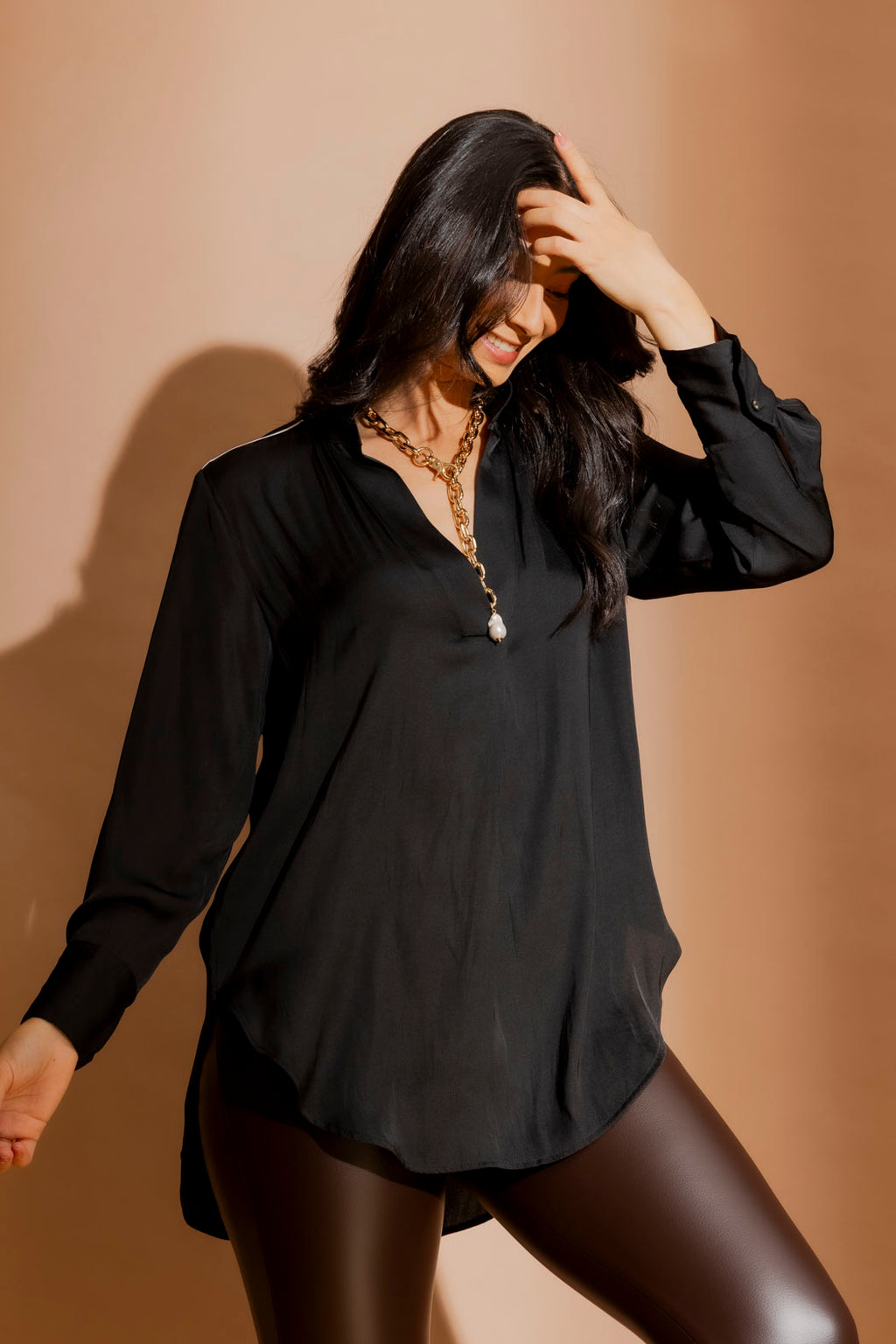 Black Piped Blogger Shirt