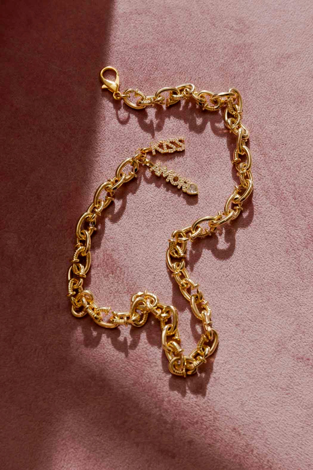 Gold Amore/Kiss Necklace