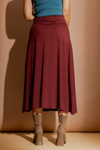 Burgundy Tencel Roll Top Skirt