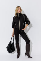 Black Scuba Piped Bomber Jacket