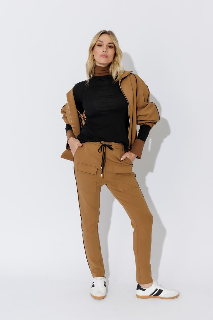 Black Tencel Turtle Neck Top