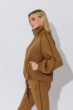 Tan Scuba Piped Bomber Jacket