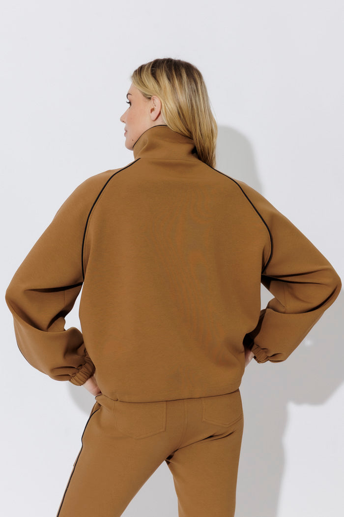 Tan Scuba Piped Bomber Jacket