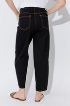 Black-Gold Stitch Contrast Stitch Barrel Jean