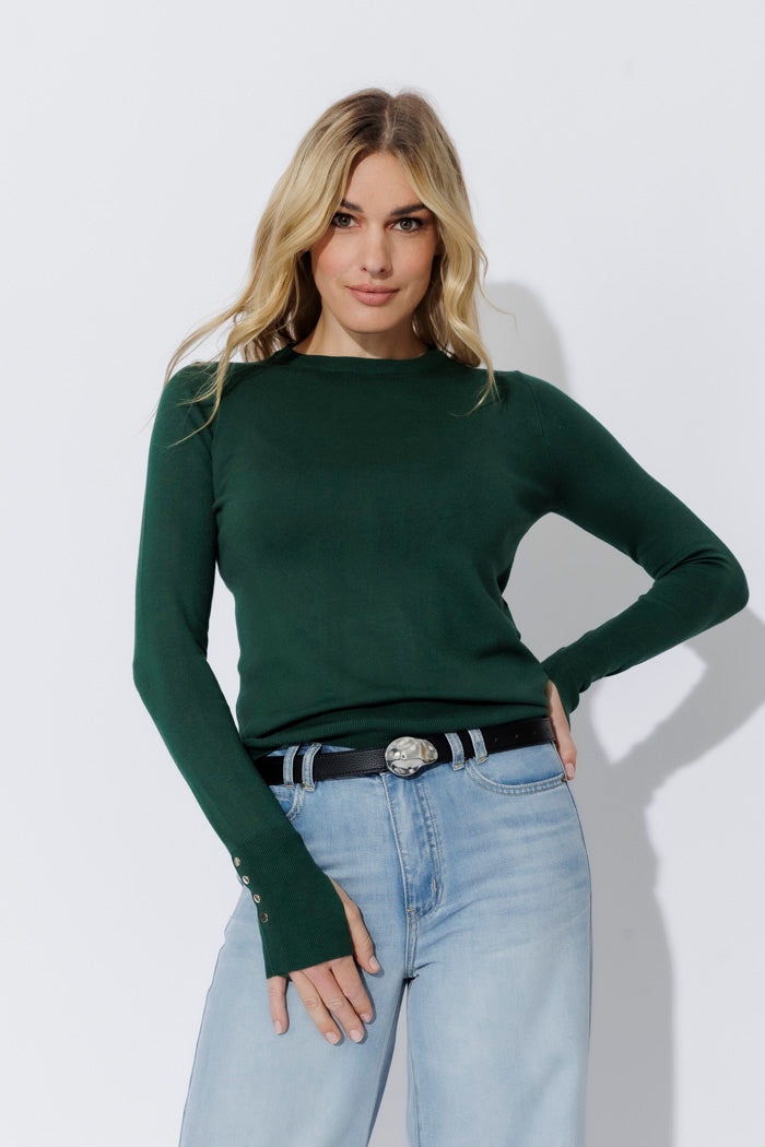 Forest Fine Knit Crew Top