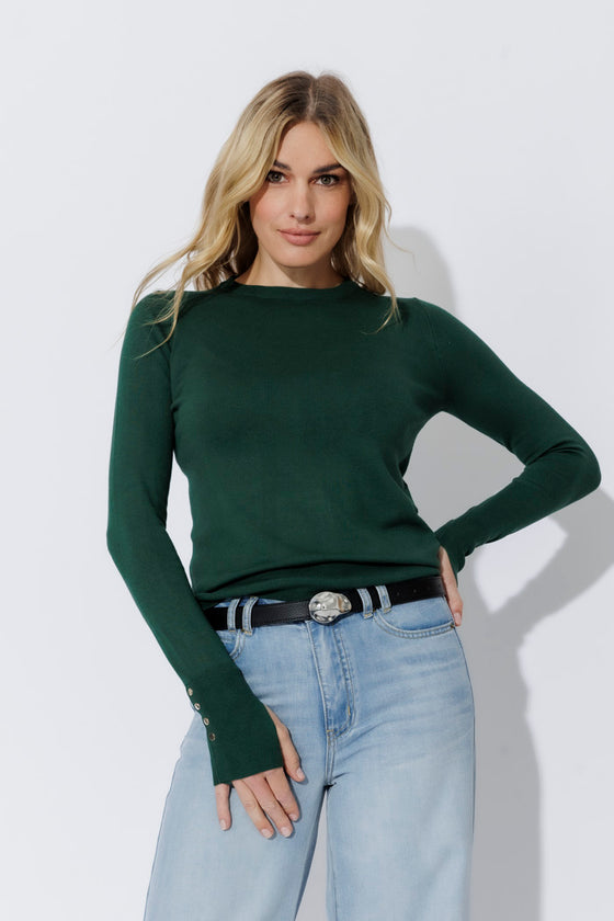 Forest Fine Knit Crew Top