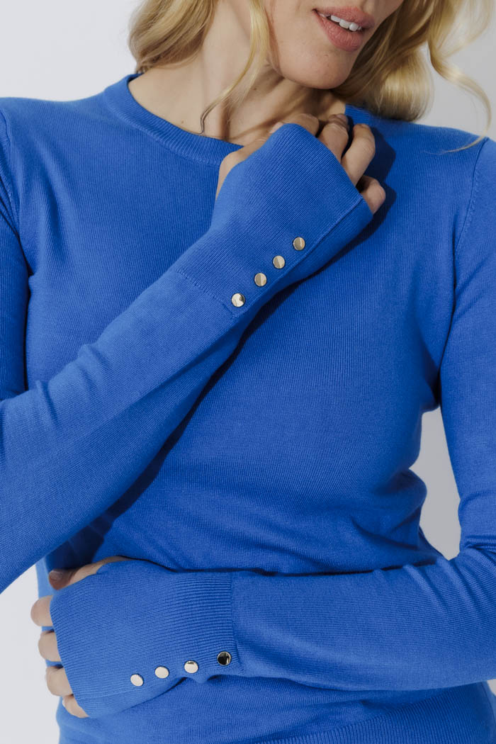 Cobalt Fine Knit Crew Top