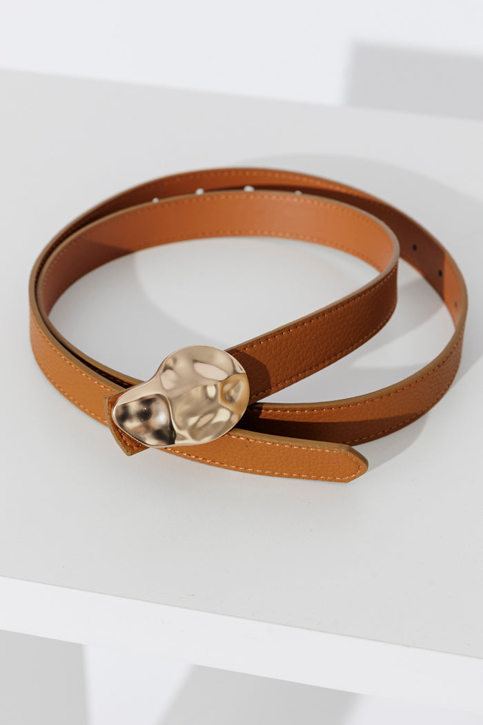 Gold/Tan Beaten Buckle Belt