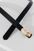 Gold/Blk Beaten Buckle Belt