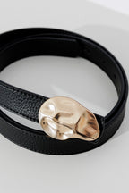 Gold/Blk Beaten Buckle Belt