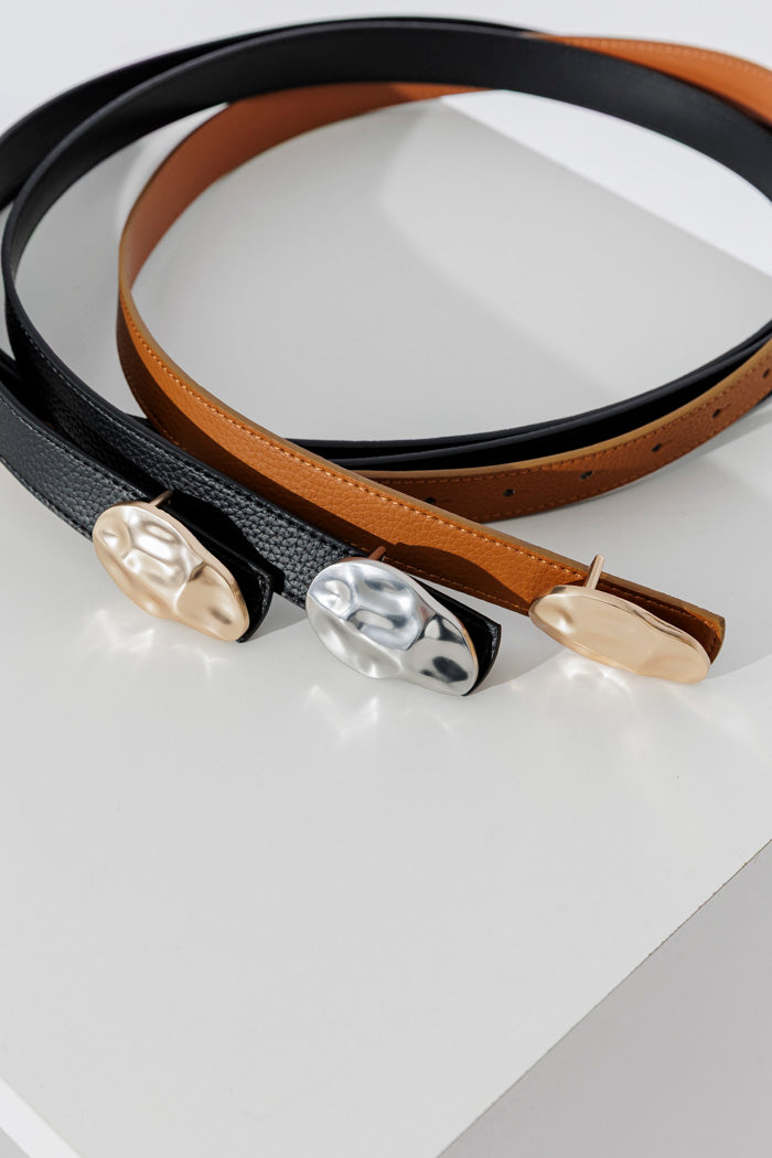 Gold/Tan Beaten Buckle Belt