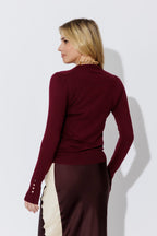 Burgundy Fine Knit Crew Top