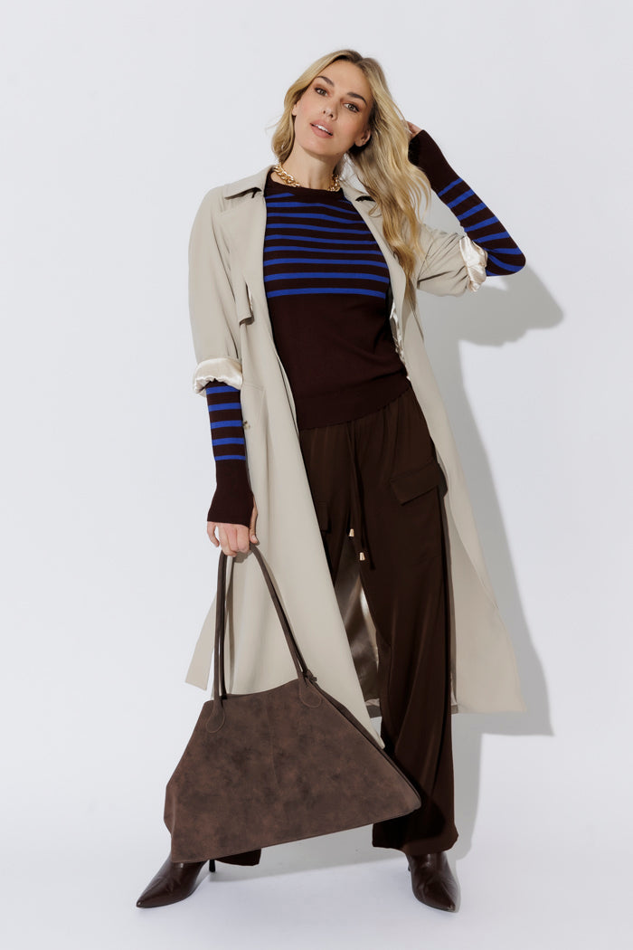 Cobalt Stripe Fine Knit Crew Top