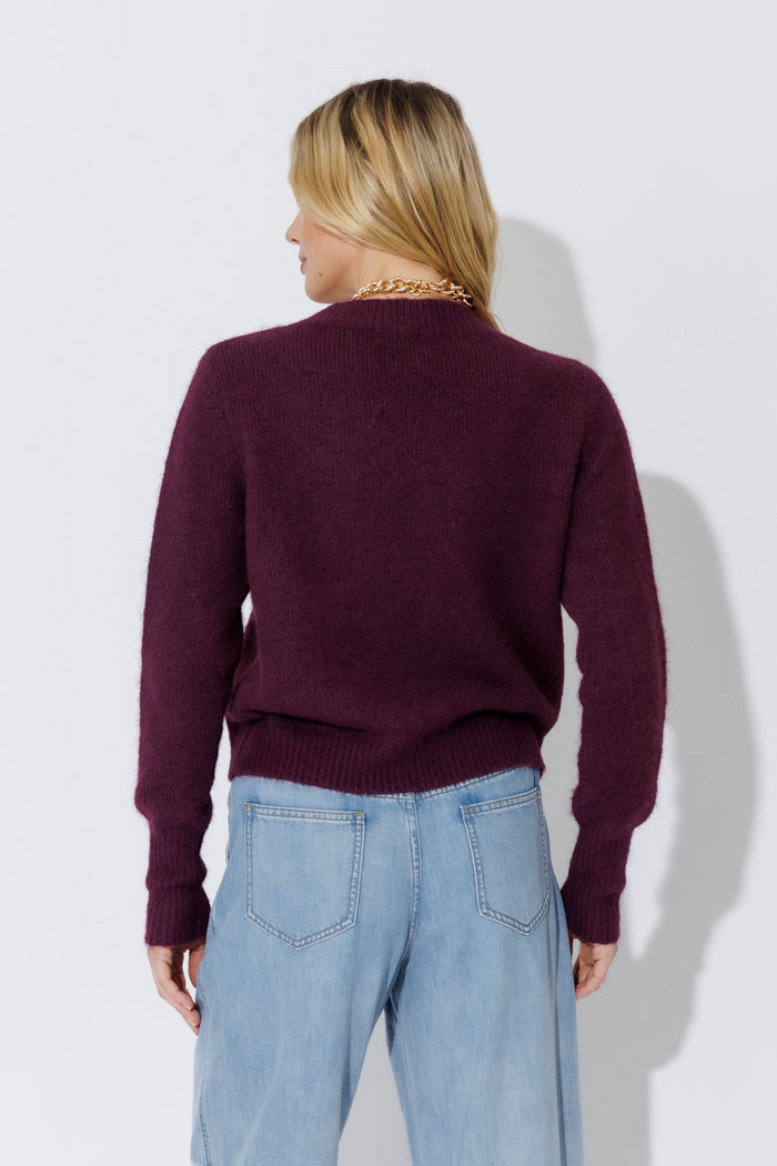 Wine Fluffy Cardi