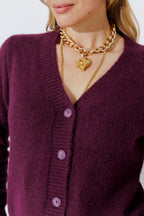 Wine Fluffy Cardi