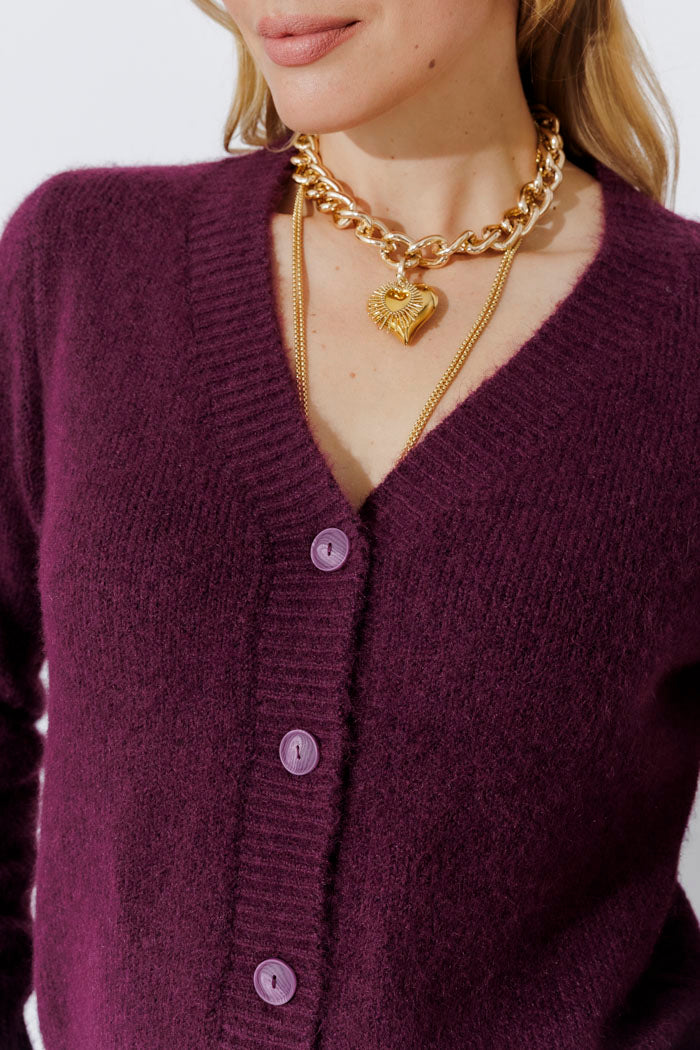 Wine Fluffy Cardi