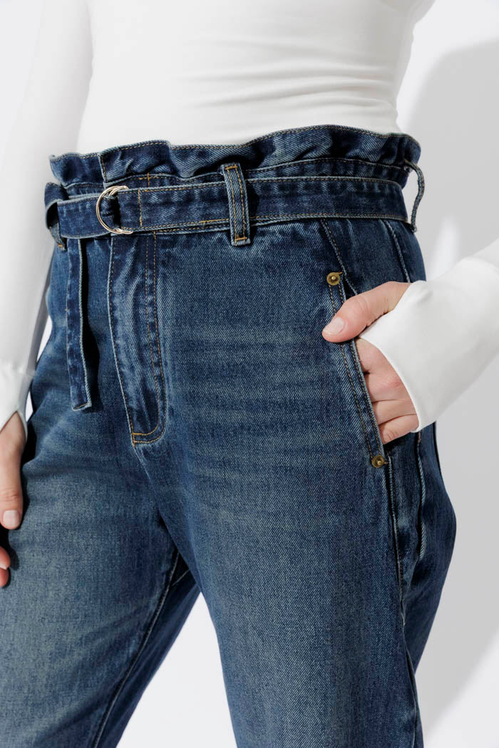 Dark Denim Paperbag Jean
