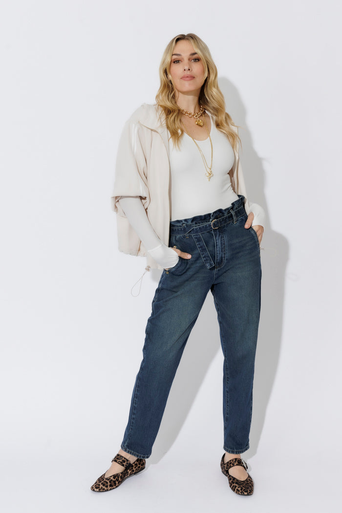 Dark Denim Paperbag Jean