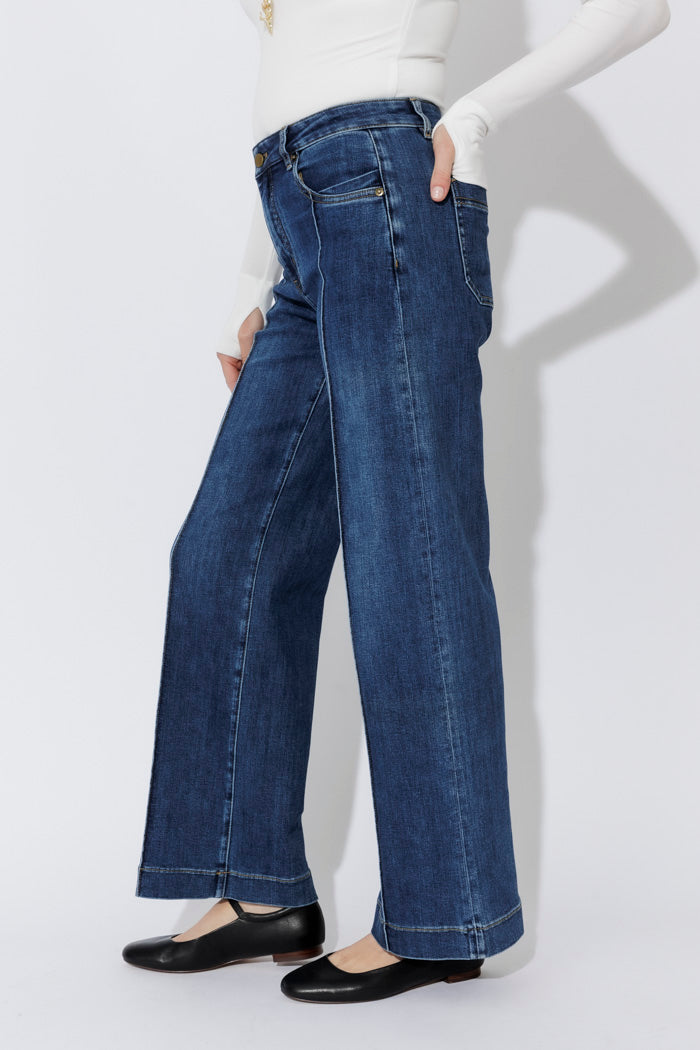 Dark Denim Pintuck Jean