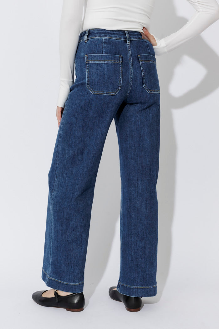 Dark Denim Pintuck Jean