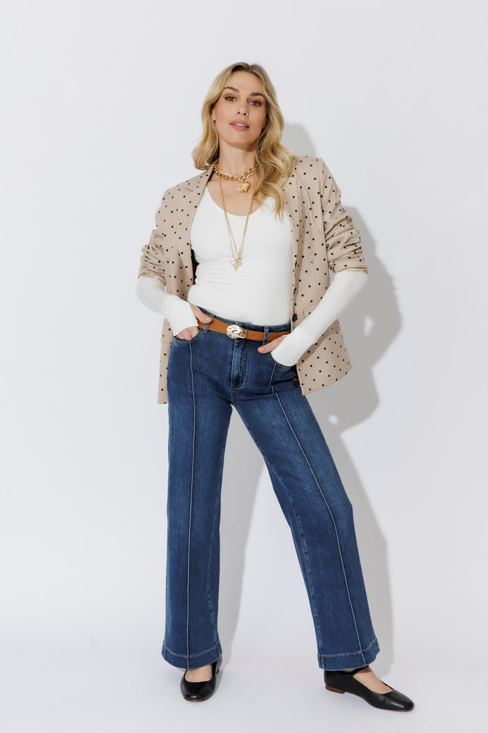 Dark Denim Pintuck Jean