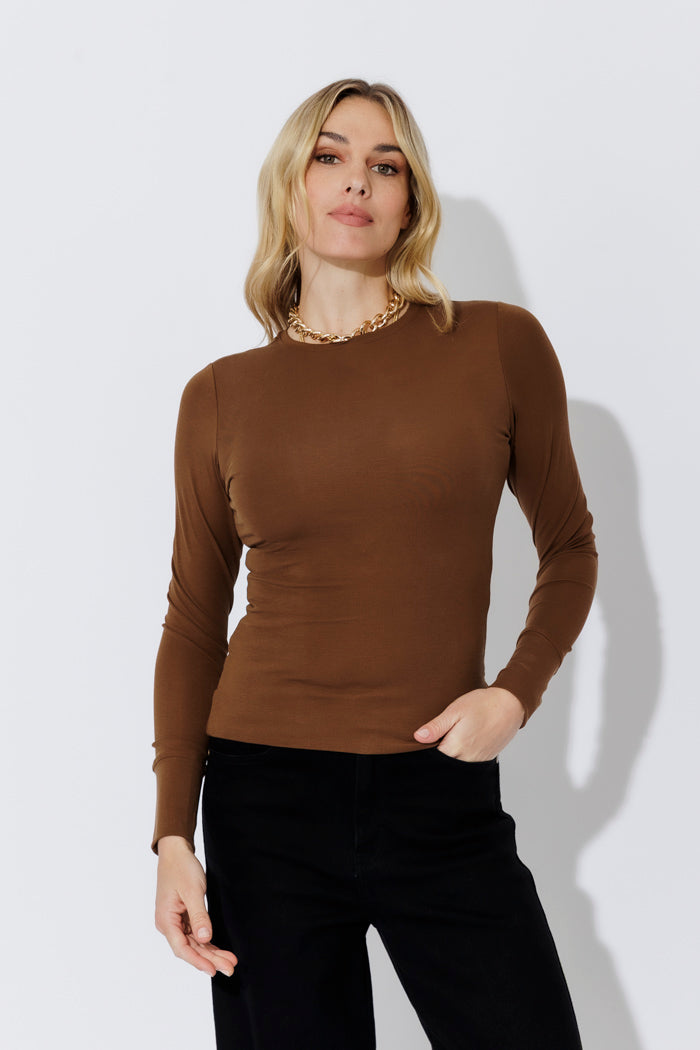 Mocha Tencel Crew Lust Top