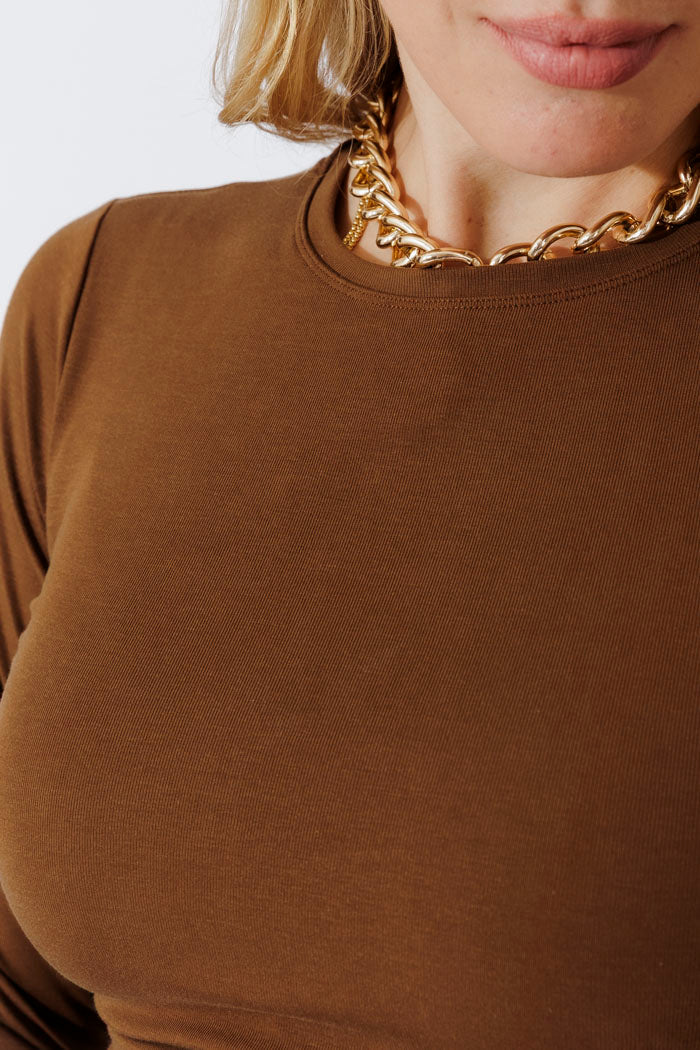 Mocha Tencel Crew Lust Top