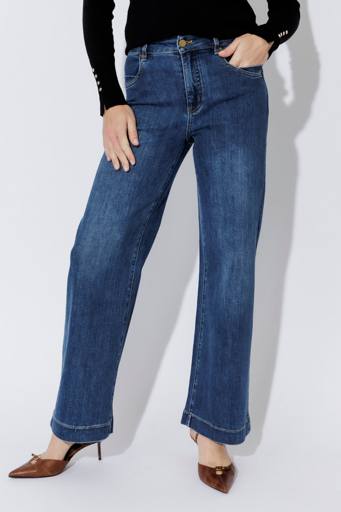 Mid Denim Wide Leg Jean