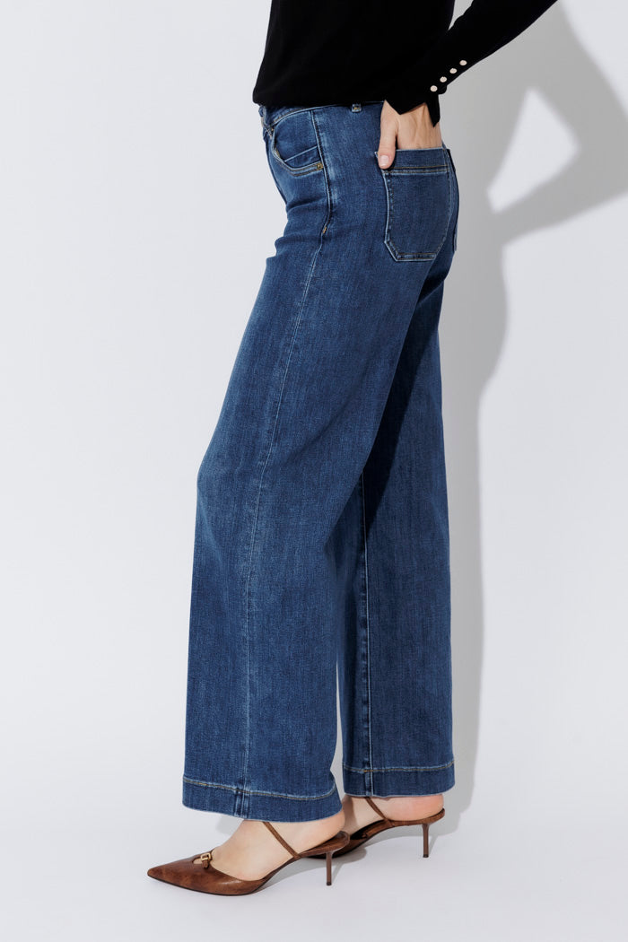 Mid Denim Wide Leg Jean