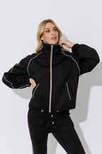 Black Scuba Piped Bomber Jacket