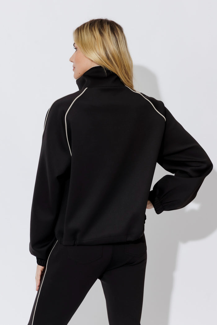 Black Scuba Piped Bomber Jacket