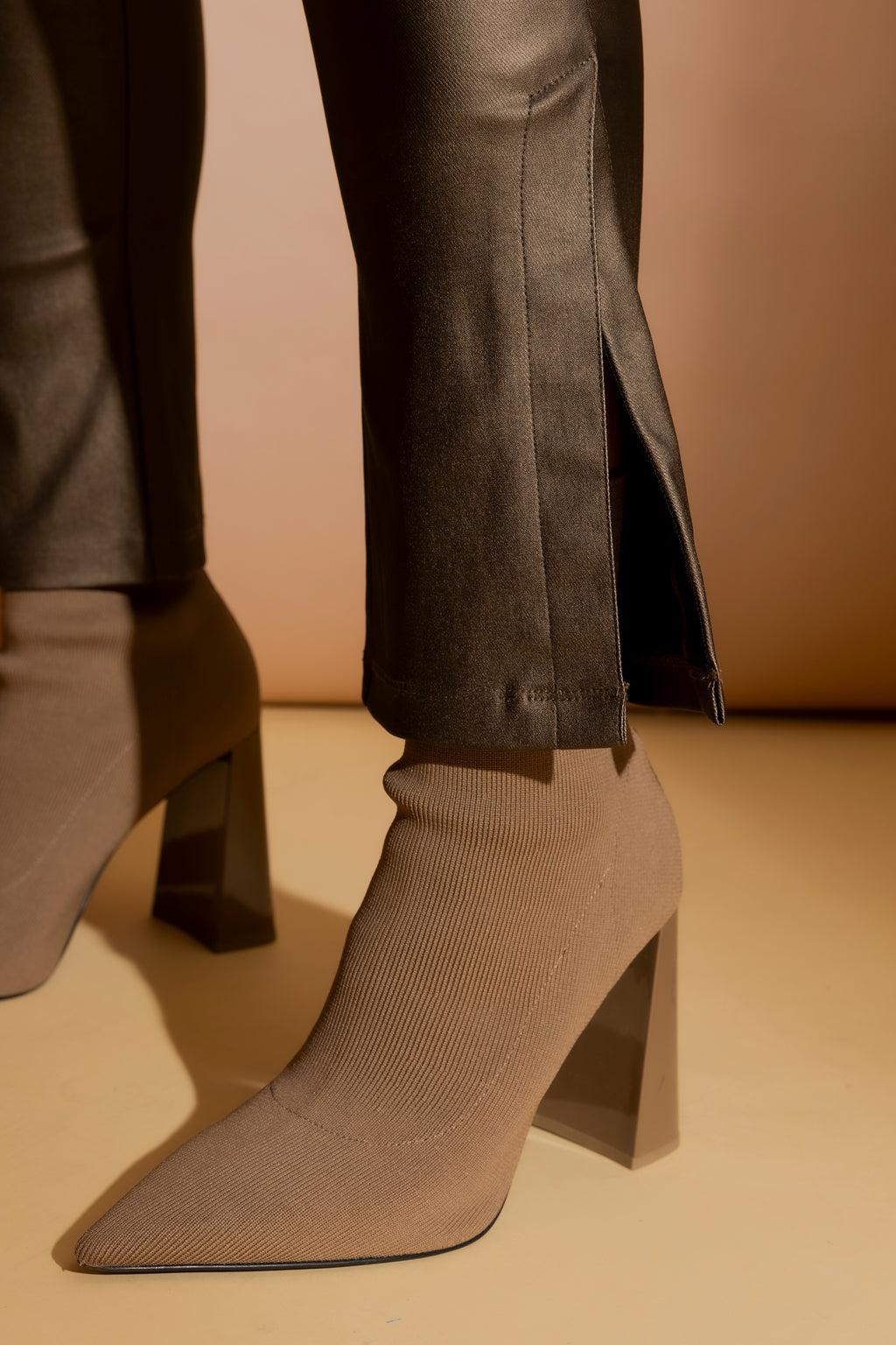 Chocolate Metallic Zip Pant