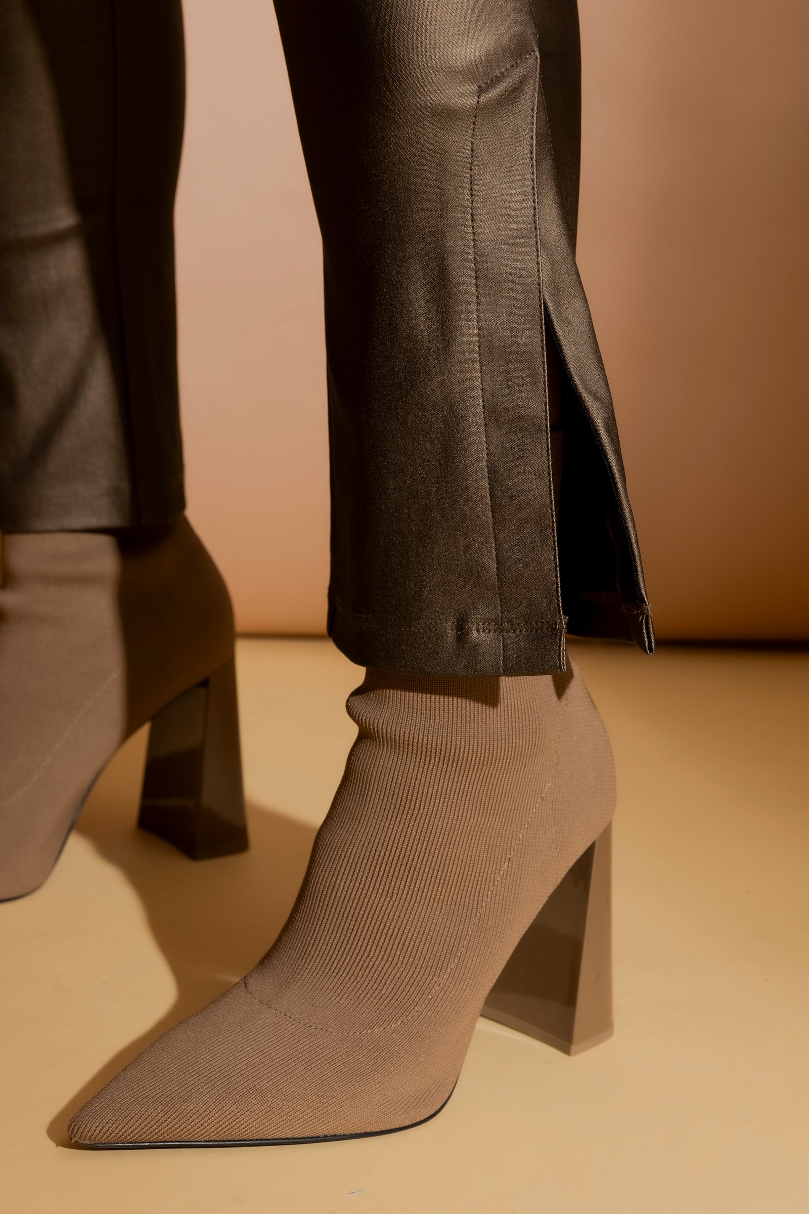 Chocolate Metallic Zip Pant