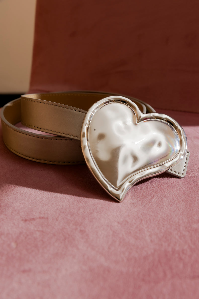 Pewter Heart Buckle Belt Pewter S/M
