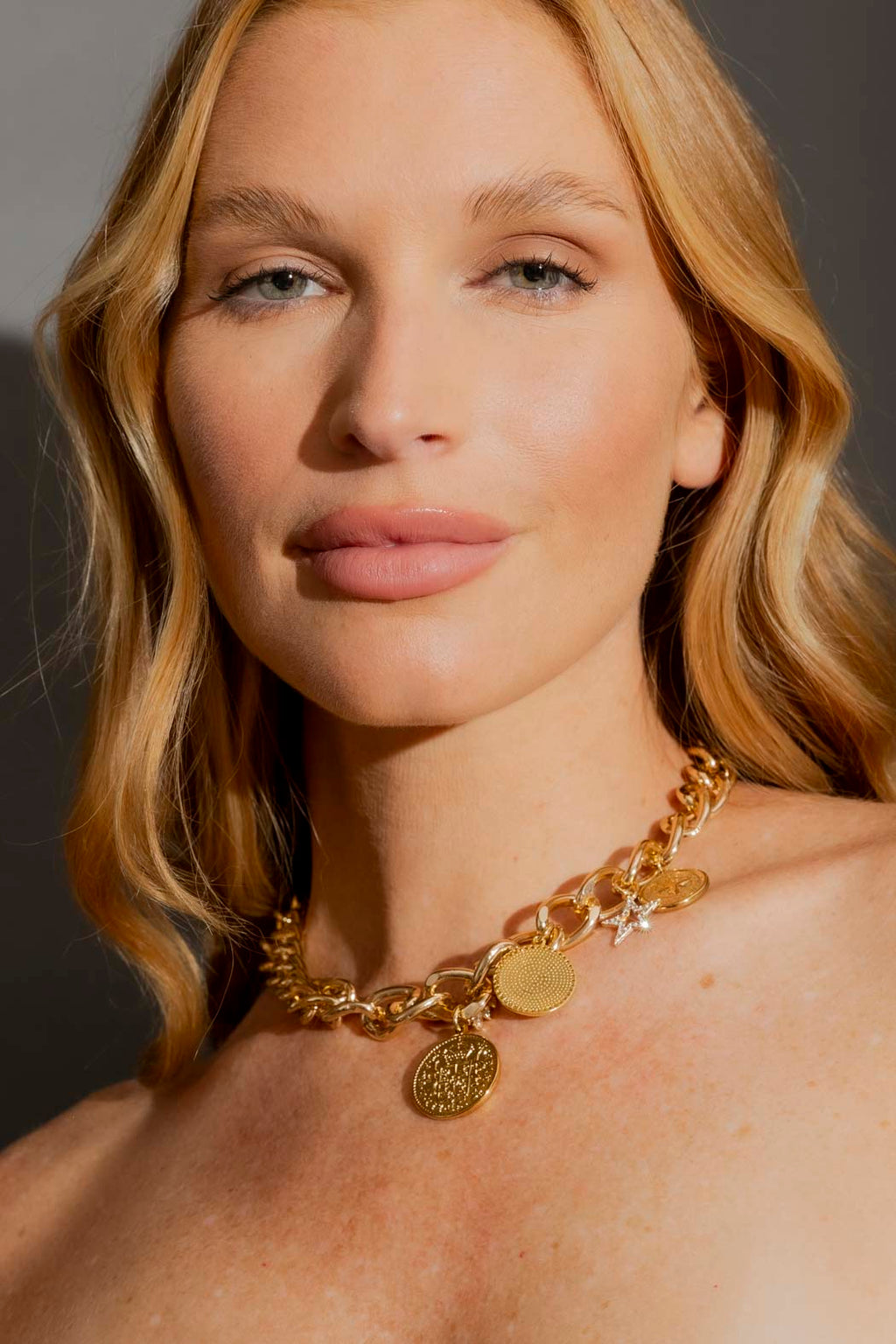 Gold Triple Coin Necklace