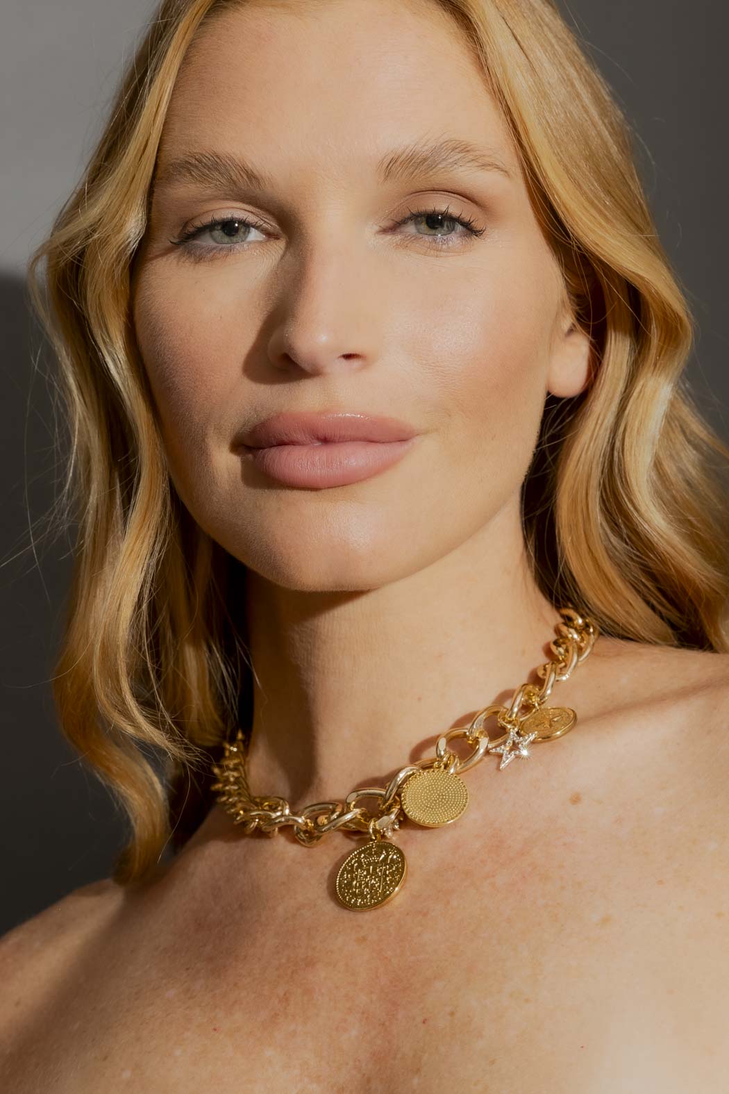 Gold Triple Coin Necklace
