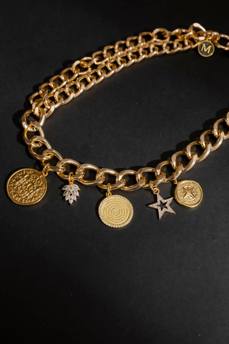 Gold Triple Coin Necklace