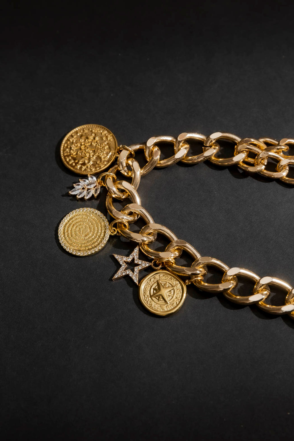 Gold Triple Coin Necklace